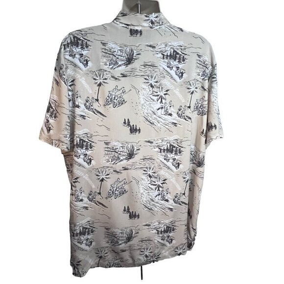 Harley Davidson Motorcycles Retro Floral Beige Hawaiian Button Front Shirt XL - Picture 2 of 8